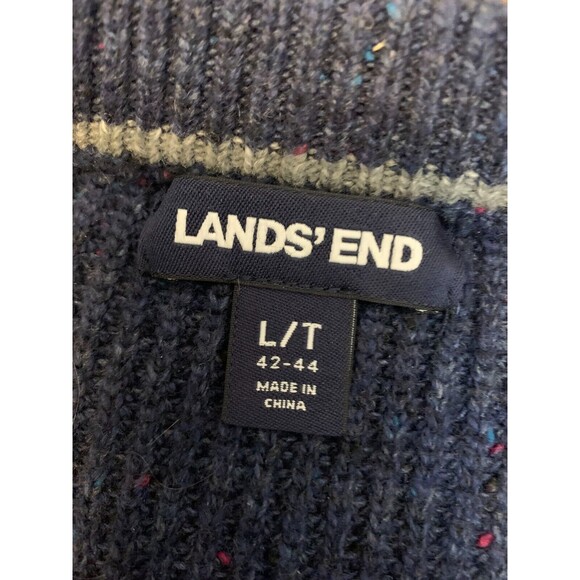 Lands End Crew Neck Sweater Mens L/T Long Sleeve Wool Blend Pullover - Picture 6 of 8